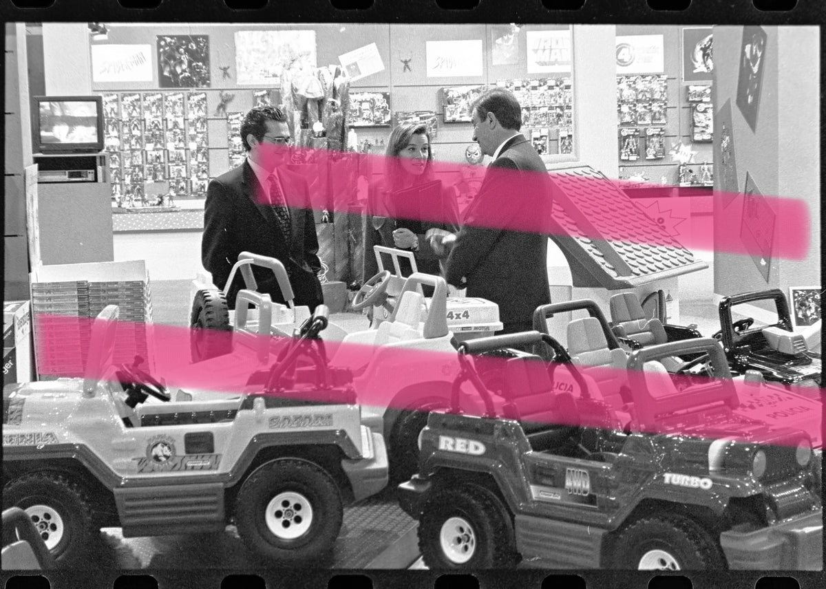 Original photographic negative of children's off-road vehicles on display at the Valencia International Toy Fair 1996 35mm film Rare