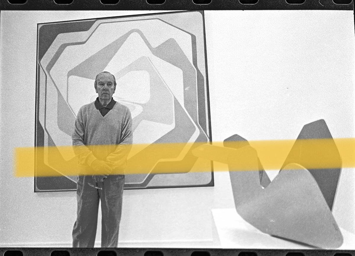 Original photographic negative Pablo Palazuelo full body among his works IVAM Valencia 1996 35mm film Rare