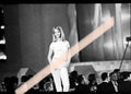 Original photographic negative, Sofia Mazagatos, smiling model on the catwalk, Premios Nova Valencia 1997, 35mm film, rare.
