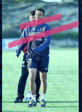 Original-Fotonegativ Fran González und José Antonio Camacho spanische Fußballnationalmannschaft Training Valencia 1999 35mm Film Selten