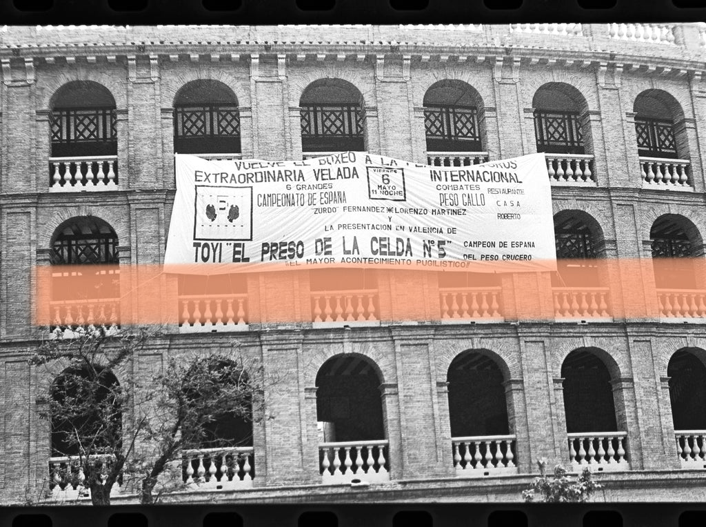 Negativo fotográfico original cartel Velada Internacional Boxeo Toyi Plaza de Toros Valencia 6 mayo 1988 35mm film Rare