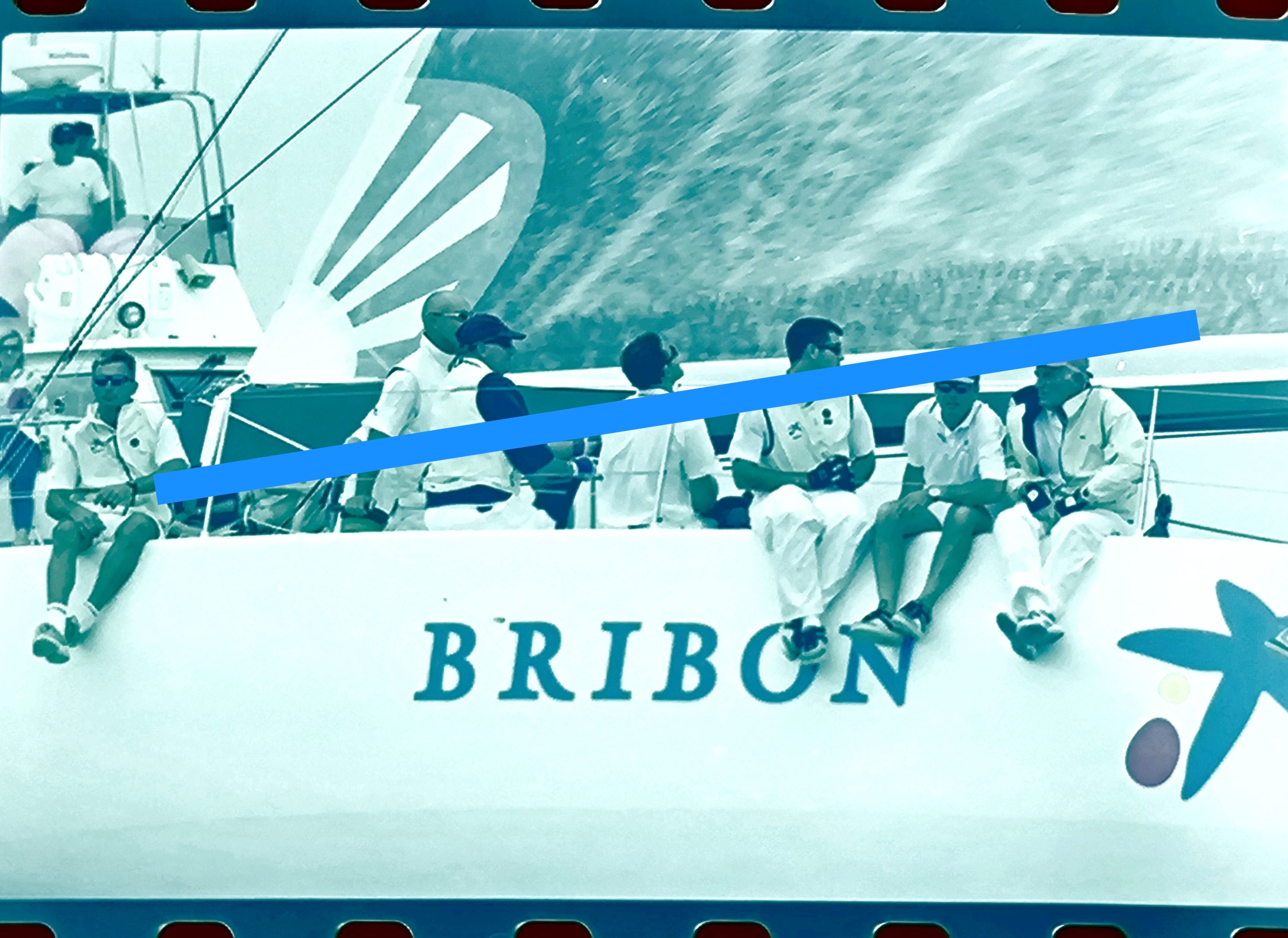 Original photographic negative King Juan Carlos I de Borbón with the crew of the Bribón Regattas 35mm film Rare