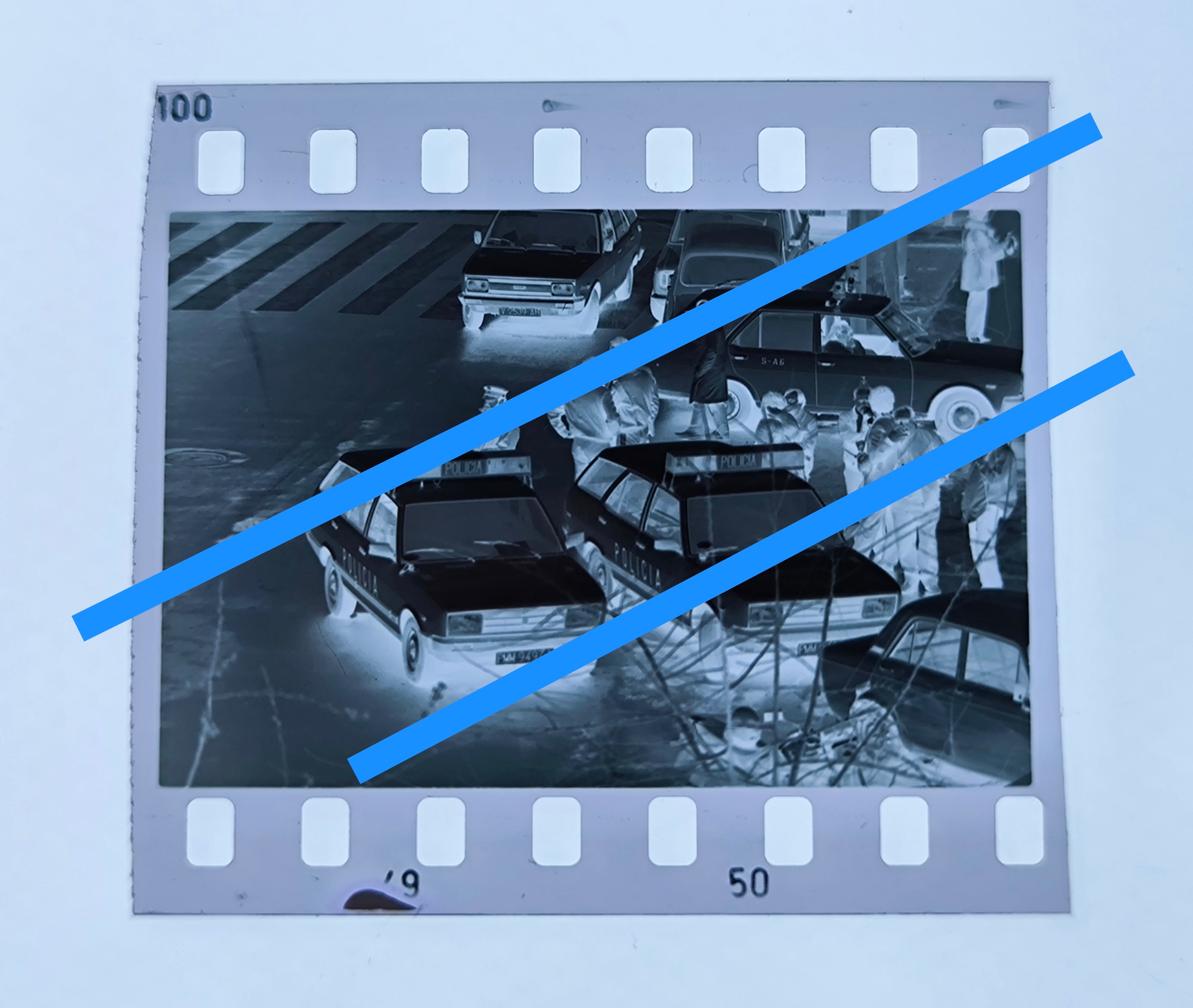 Negativo fotográfico original Atraco banco Urquijo Valencia 35mm film Rare
