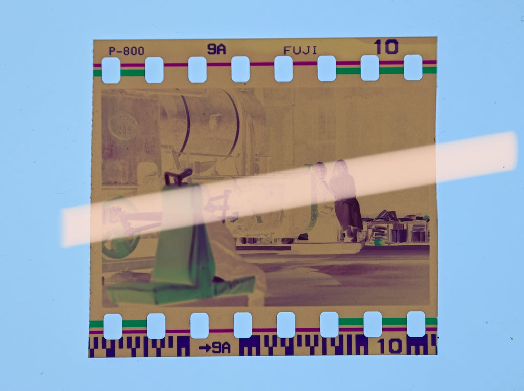 Original photographic negative, Infinites theater, steam locomotive no. 209 "La Salvadora," Puerto de Sagunto shipyard, 2002, 35mm film, Rare