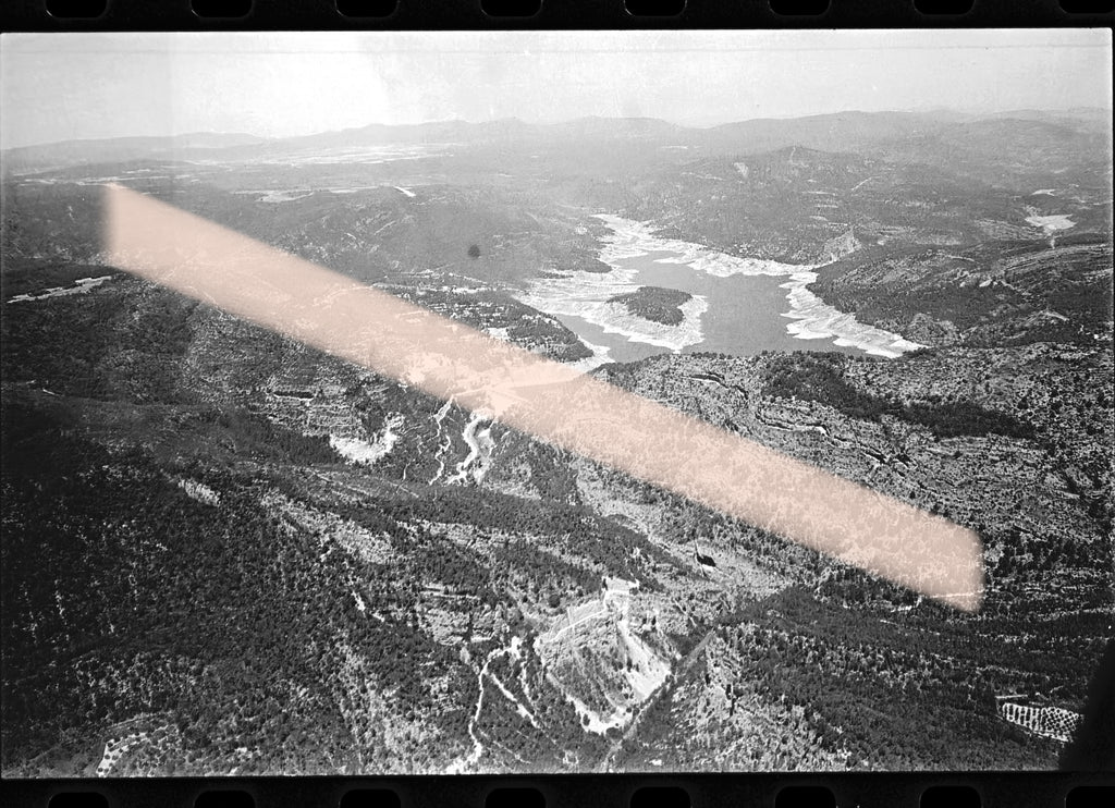 Negativo fotográfico original embalse de Loriguilla y montes afectados por el incendio Valencia 35mm film Rare