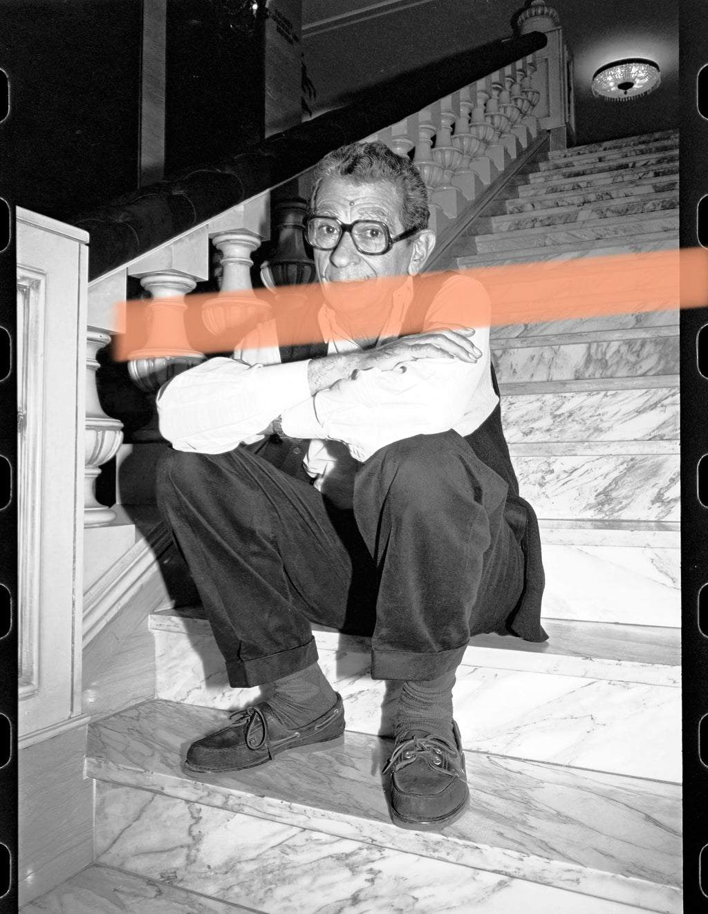 Original photographic negative Youssef Chahine sitting Valencia 1992 35mm film Rare