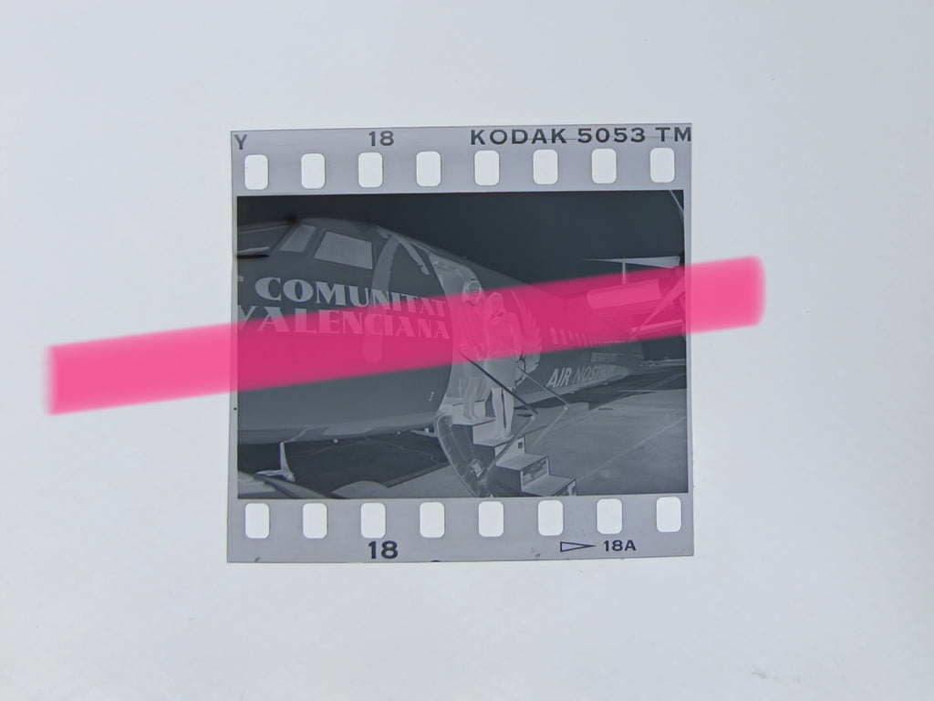 Original photographic negative Air Nostrum flight attendants on Fokker 50 EC-GKV Iberia Regional Comunitat Valenciana Valencia 1997 35mm film Rare