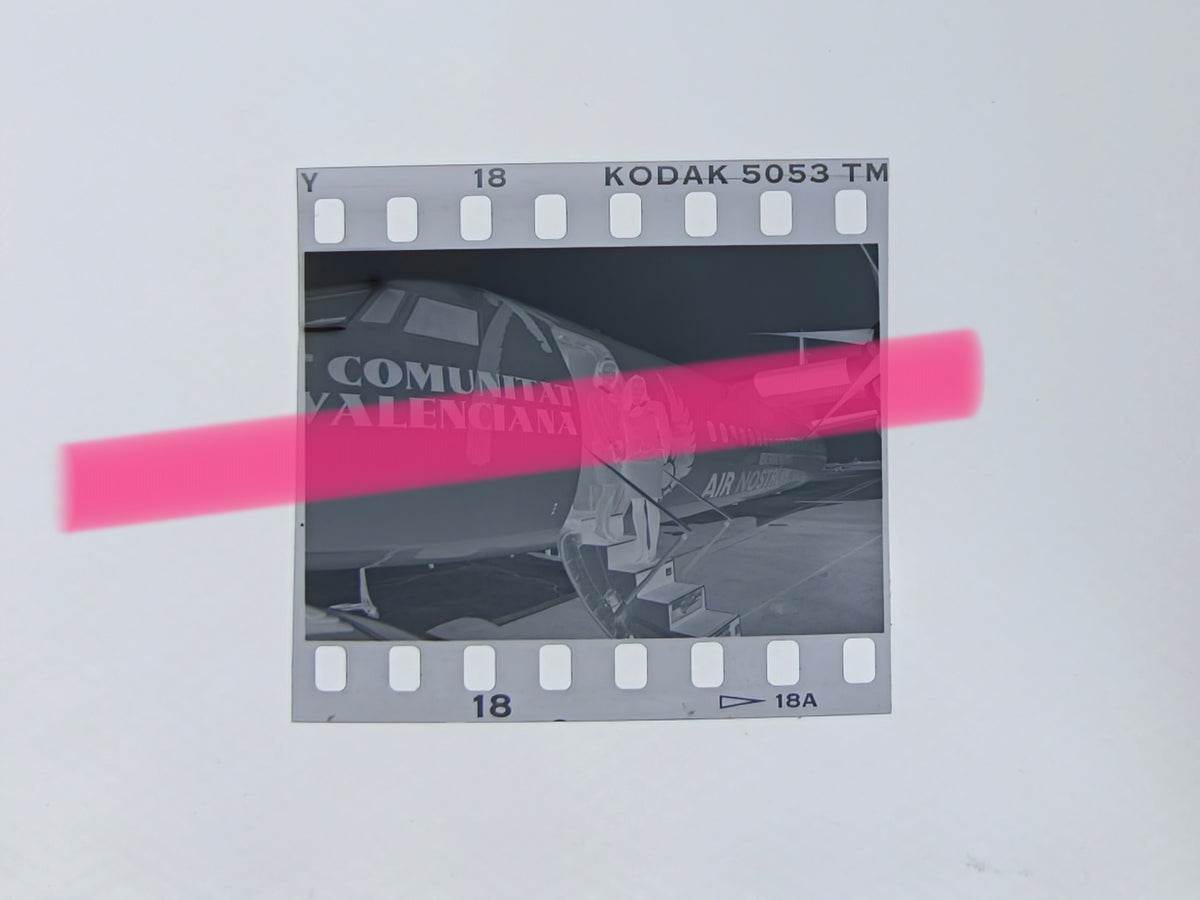 Original photographic negative Air Nostrum flight attendants on Fokker 50 EC-GKV Iberia Regional Comunitat Valenciana Valencia 1997 35mm film Rare