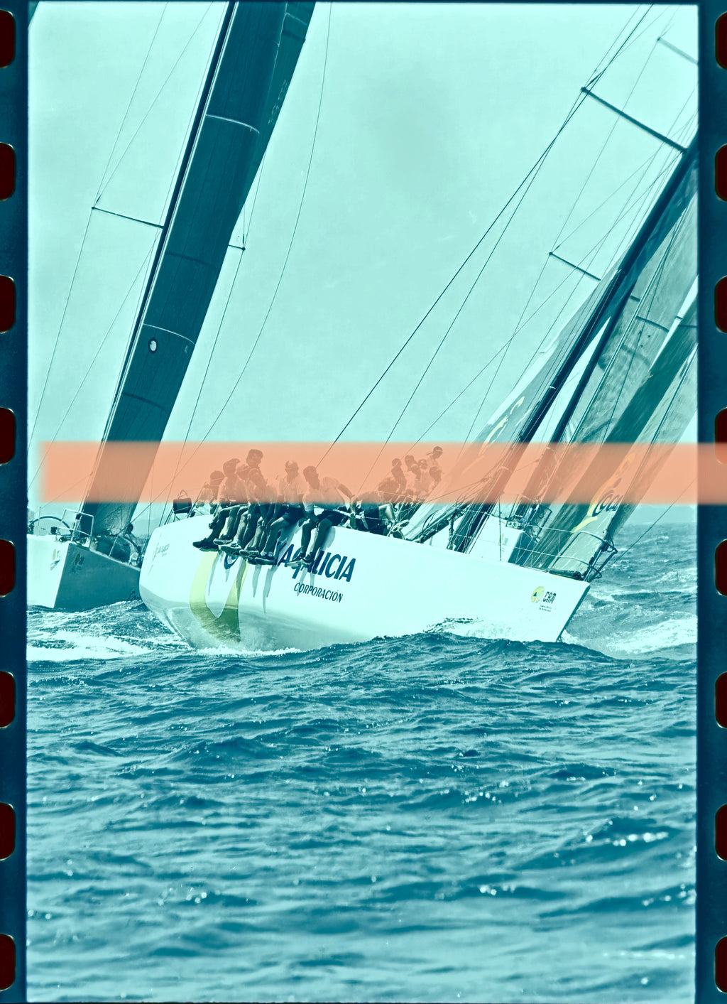 Original-Foto-Negativ Regattasegelboot Caixa Galicia Trofeo S.M. La Reina Regatten Valencia 35mm Film Selten