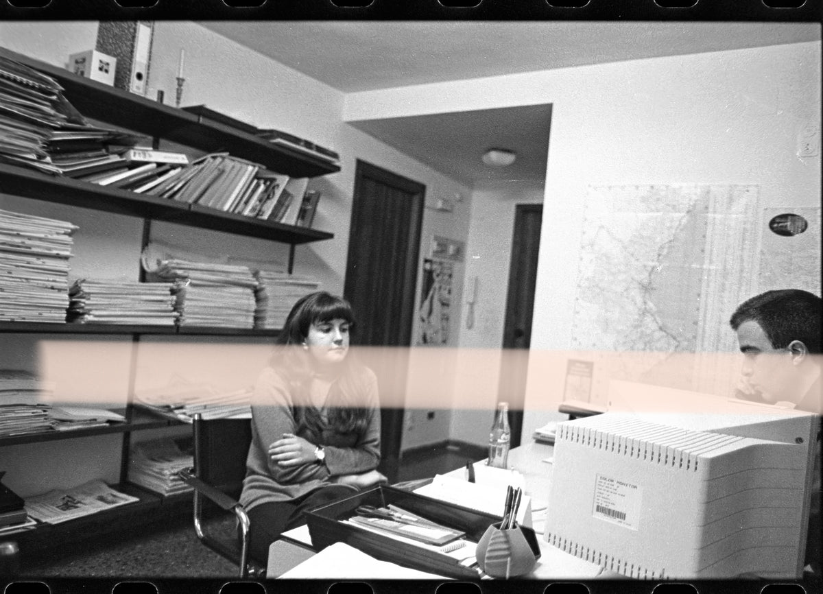 Original photographic negative, workspace with documentation, Max Aub Segorbe 1995 exhibition, 35mm film, rare.