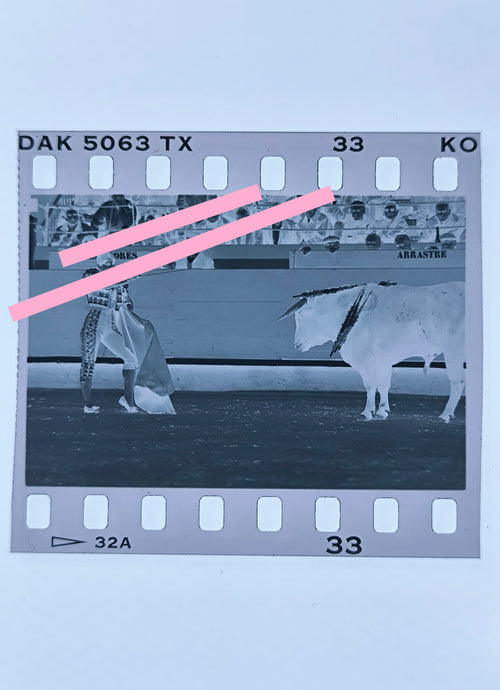 Negativo fotografico originale Cristina Sánchez davanti al toro Valencia 1992 pellicola 35mm Raro
